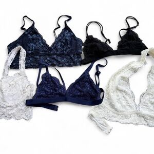 Elegant Lace Bralette Set - Black, Navy, White
